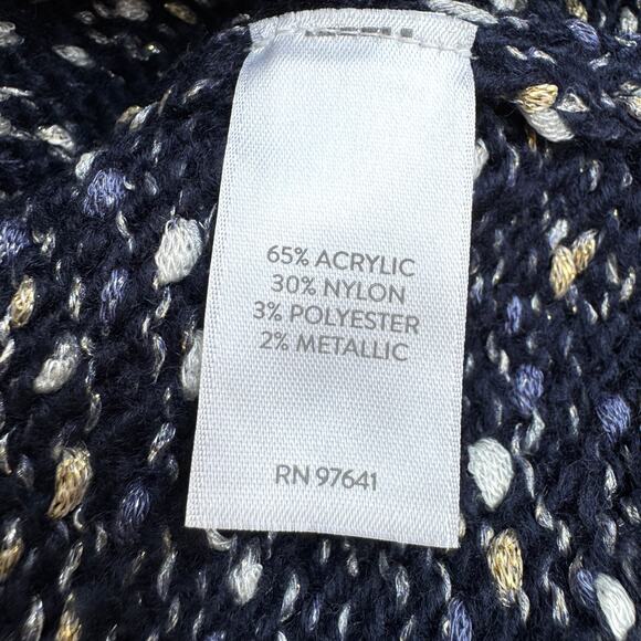J. Jill Womens Cardigan Sweater Size 3X Metallic Marled Knit Classic Office Blue - Picture 6 of 8